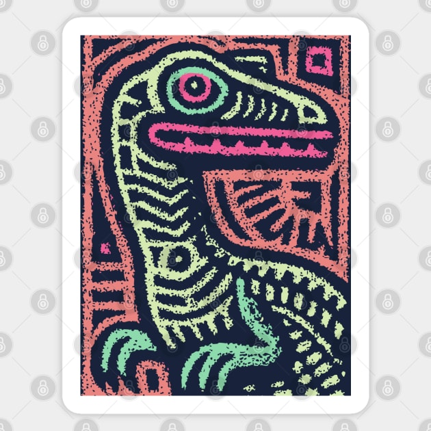 Whimsical Oviraptor | Pastel Dinosaur Folk Art Sticker by TuncGK